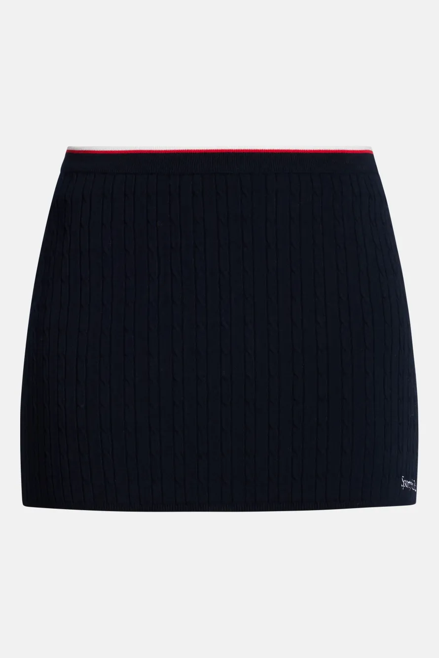 Serif Logo Cable Mini Skirt in Blue