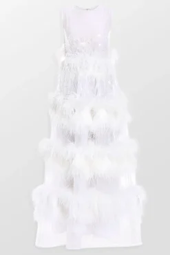 Sleeveless Feathered Anais Maxi Dress