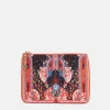 Small Canvas Zip Clutch in Red and Black