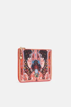Small Canvas Zip Clutch in Red and Black