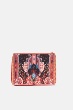 Small Canvas Zip Clutch in Red and Black