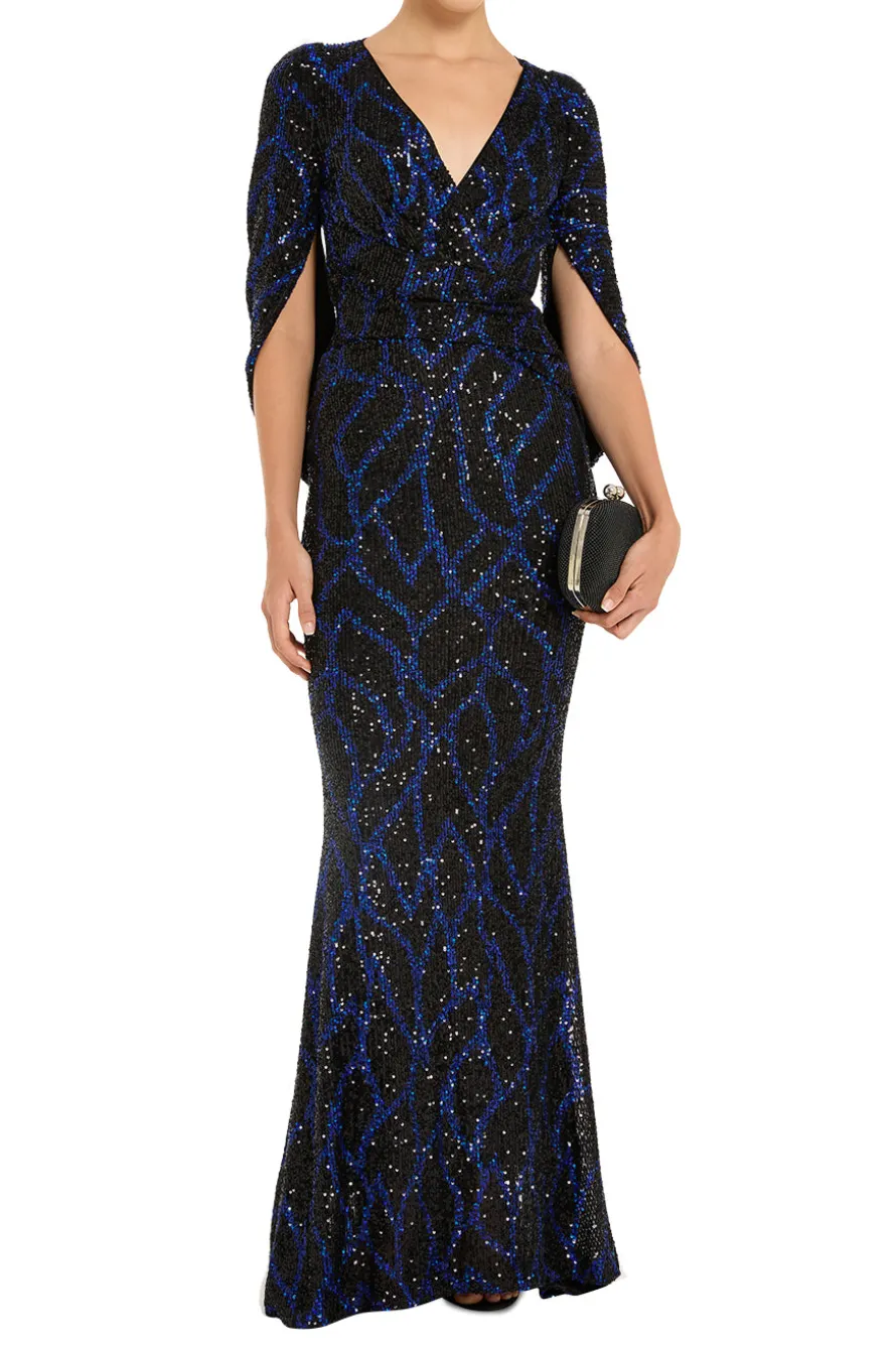 Sparkle Tulle V Neck Evening Gown