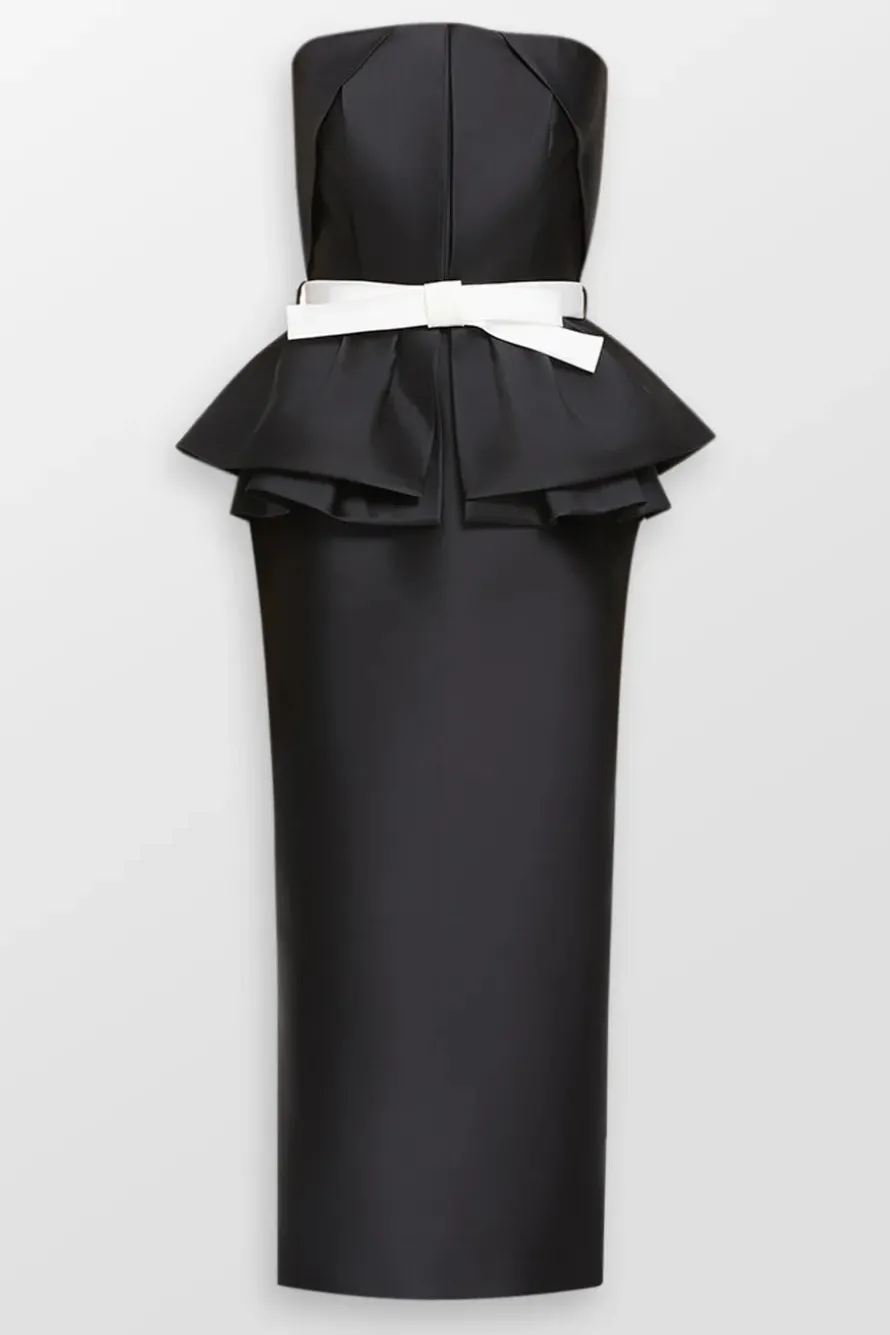 Strapless Belted Maxi Dress