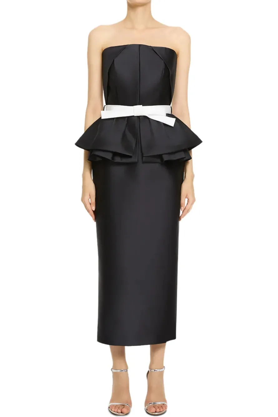 Strapless Belted Maxi Dress