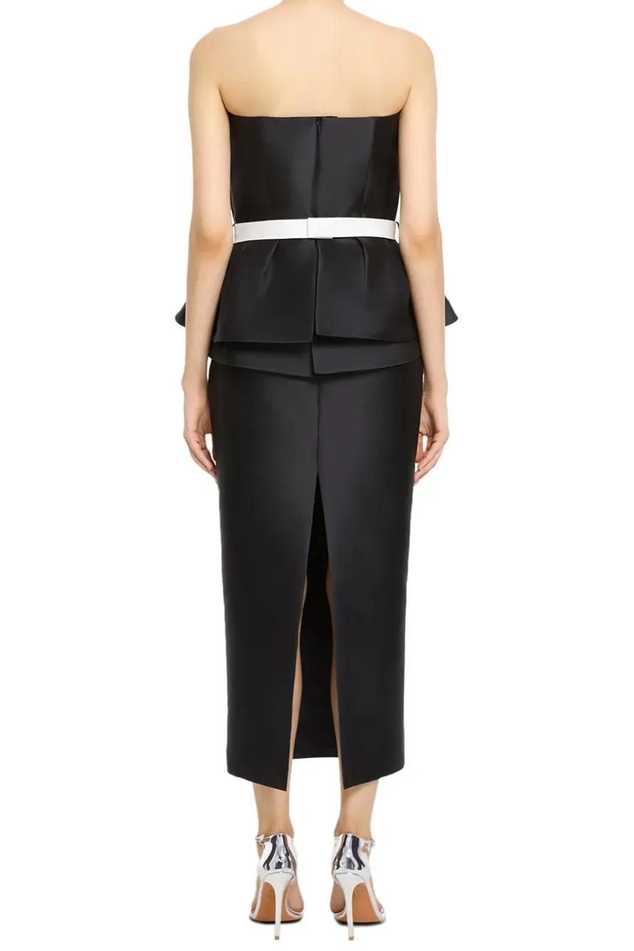 Strapless Belted Maxi Dress