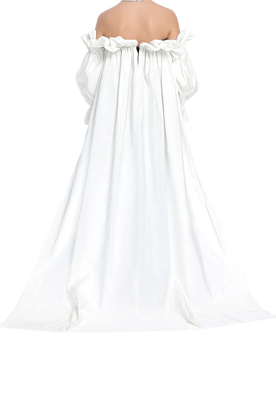 Strapless Wide Leg Jumpsuit With Cape