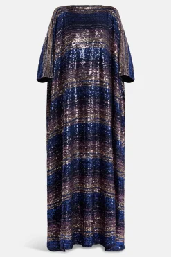 Striped Sequin Kaftan in Blue