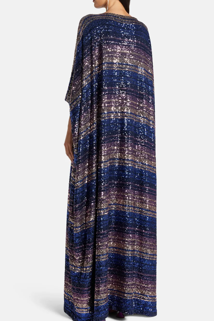 Striped Sequin Kaftan in Blue