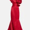 Structured Satin One Shoulder Evening Dress