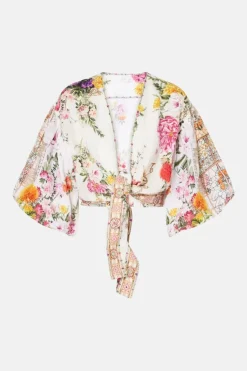 Tie Front Puff Sleeve Top