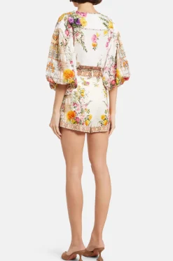 Tie Front Puff Sleeve Top