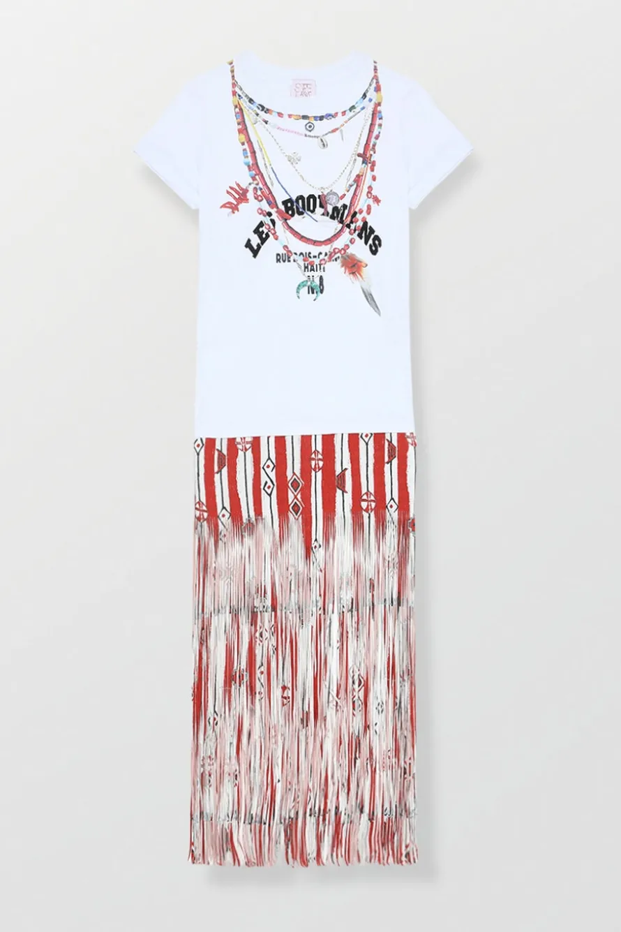 T-Shirt Dress With Fringes