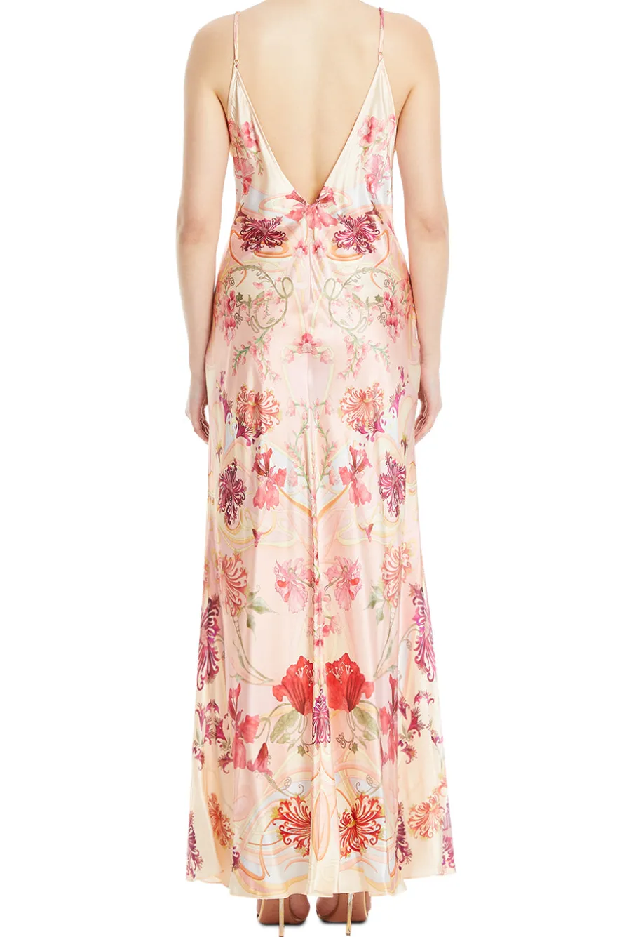 V Neck Slip Floral Maxi Dress